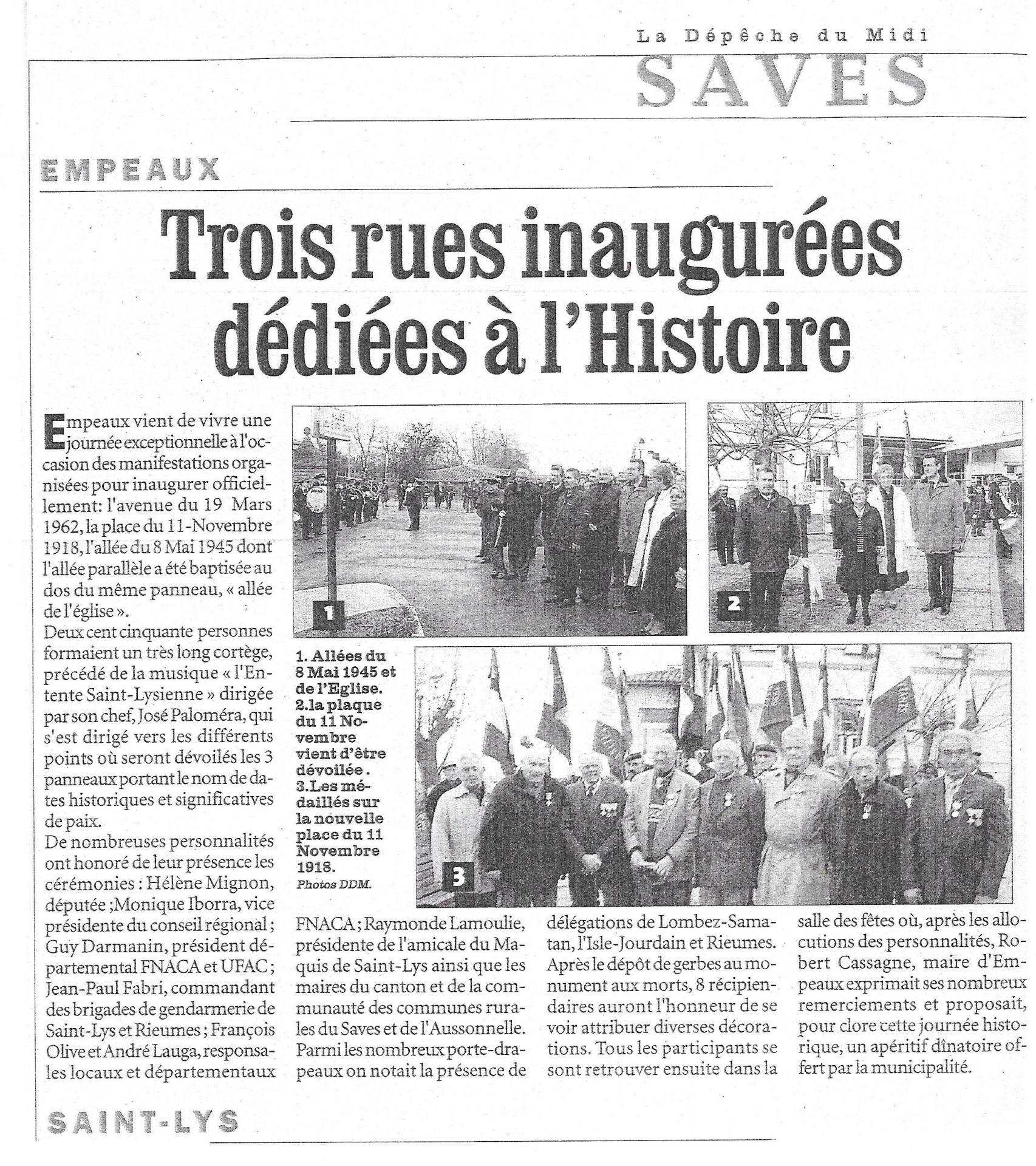 Inauguration des rues